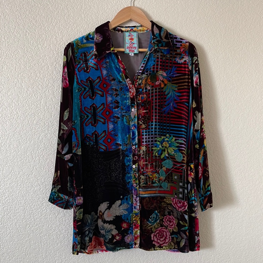 Johnny Was Velvet Dream Button Front Tunic Size PXS - Picture 2 of 14